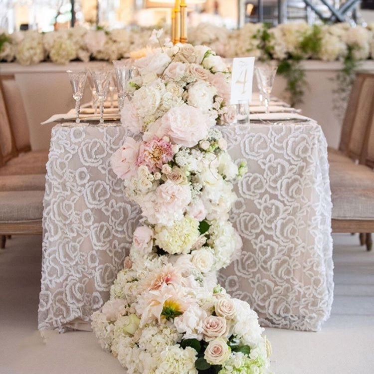 GIGA Luxury Flower Design 2M*40CM Long Table Runners Wedding Flower Aisle Runner Silk Preserved Flowers & Plants IFLOWERGROUP
