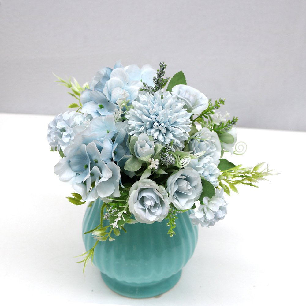 O-X322 New design rose artificial silk flower bouquet cheap bridal bouquet wedding flower artificial flowers mini bouquet