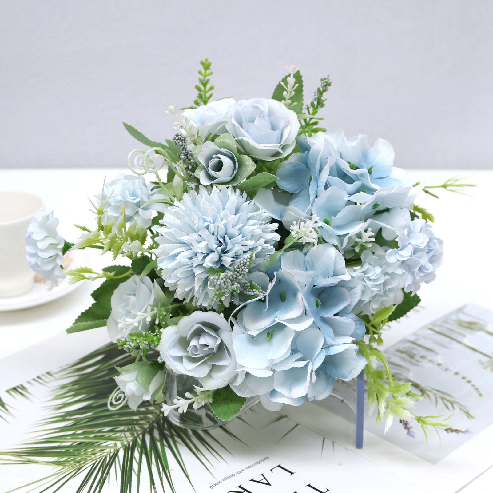 O-X322 New design rose artificial silk flower bouquet cheap bridal bouquet wedding flower artificial flowers mini bouquet