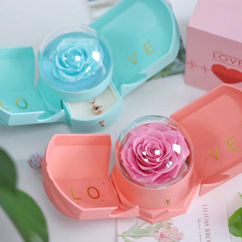 Customized Angel Preserved Rose Insert Flower Box Package For Preserved Flower Preserved Roses Valentines Day Gift Eternal Rose