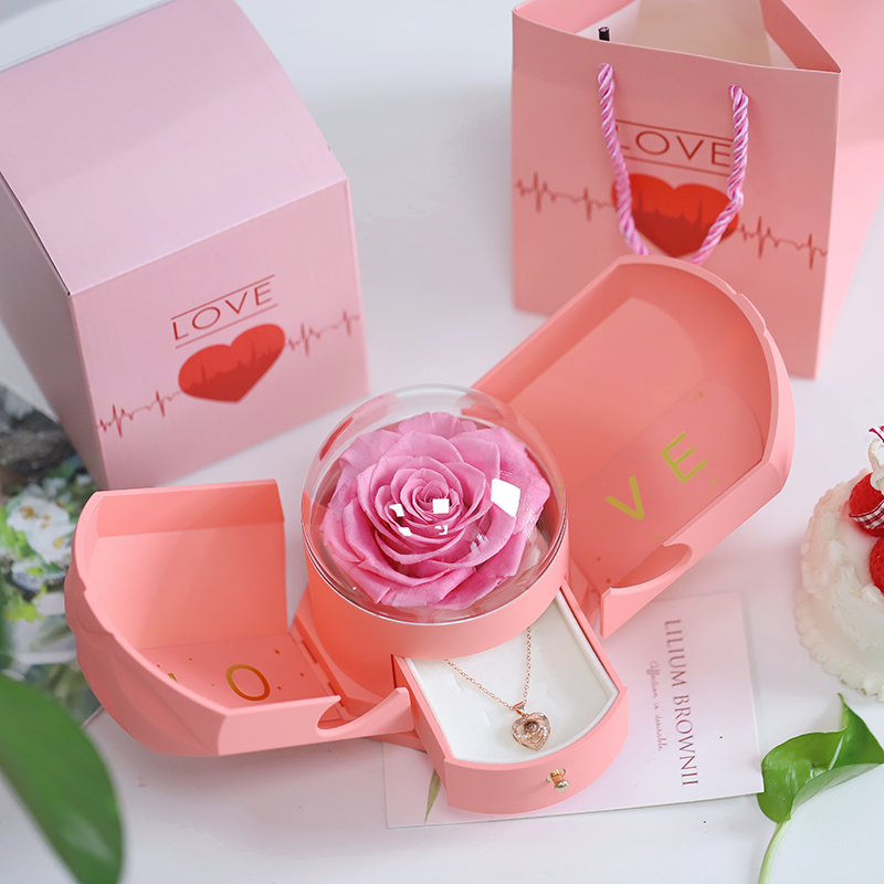 Customized Angel Preserved Rose Insert Flower Box Package For Preserved Flower Preserved Roses Valentines Day Gift Eternal Rose
