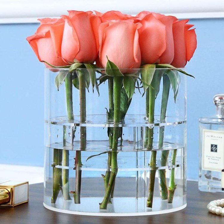 New product preserved flower acrylic box , eternal rose tassel round gift box for birthday gifts