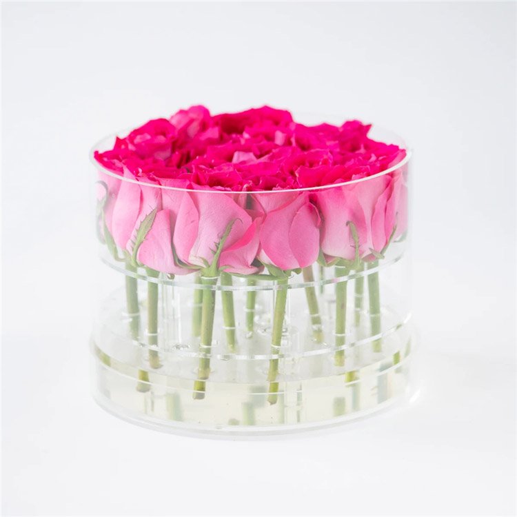 New product preserved flower acrylic box , eternal rose tassel round gift box for birthday gifts