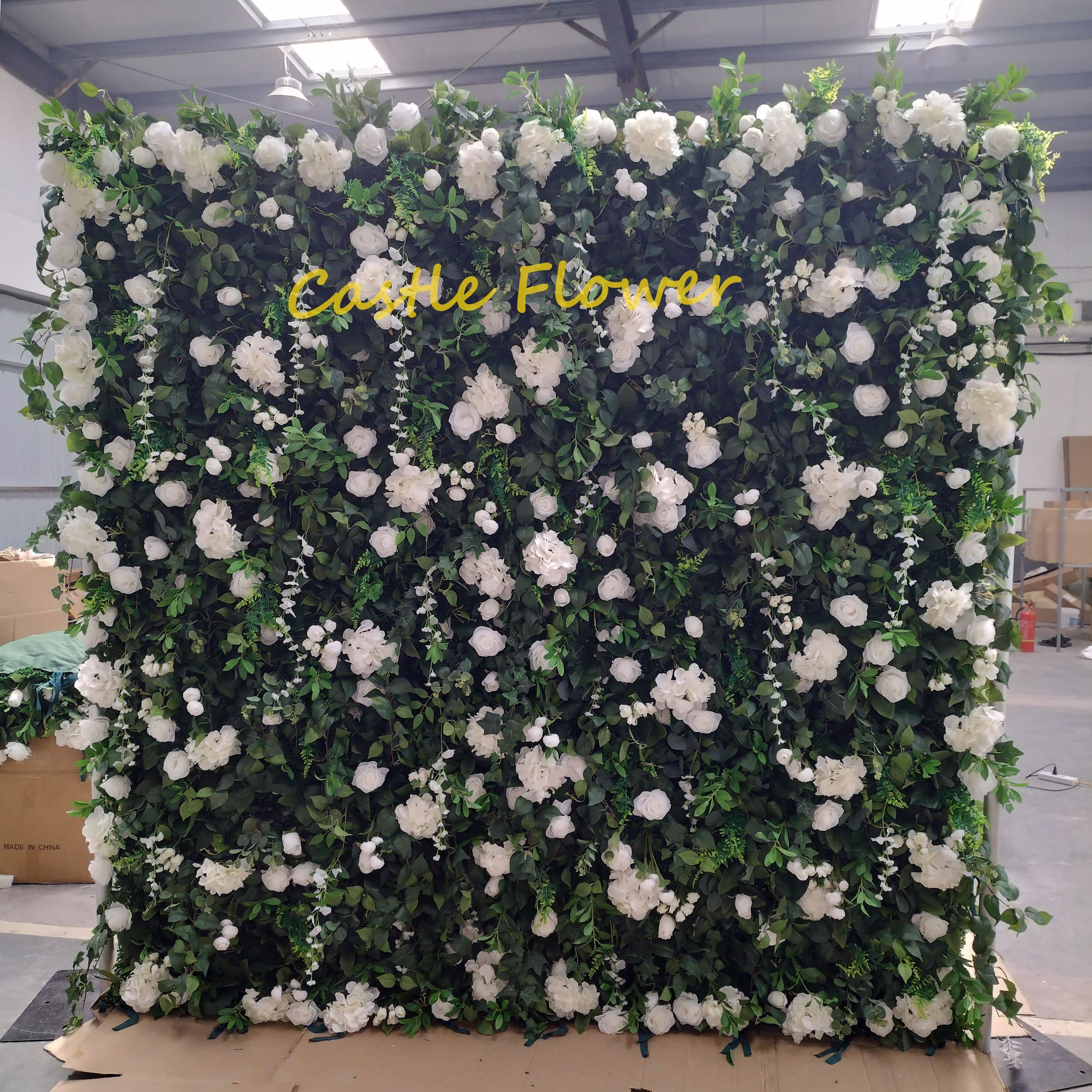 O-W041 Customs 3D 5D Flower Wall Backdrop 8ftx8ft Events Wedding Decorative Artificial Flower Panel Roll Up Flower Wall Curatain