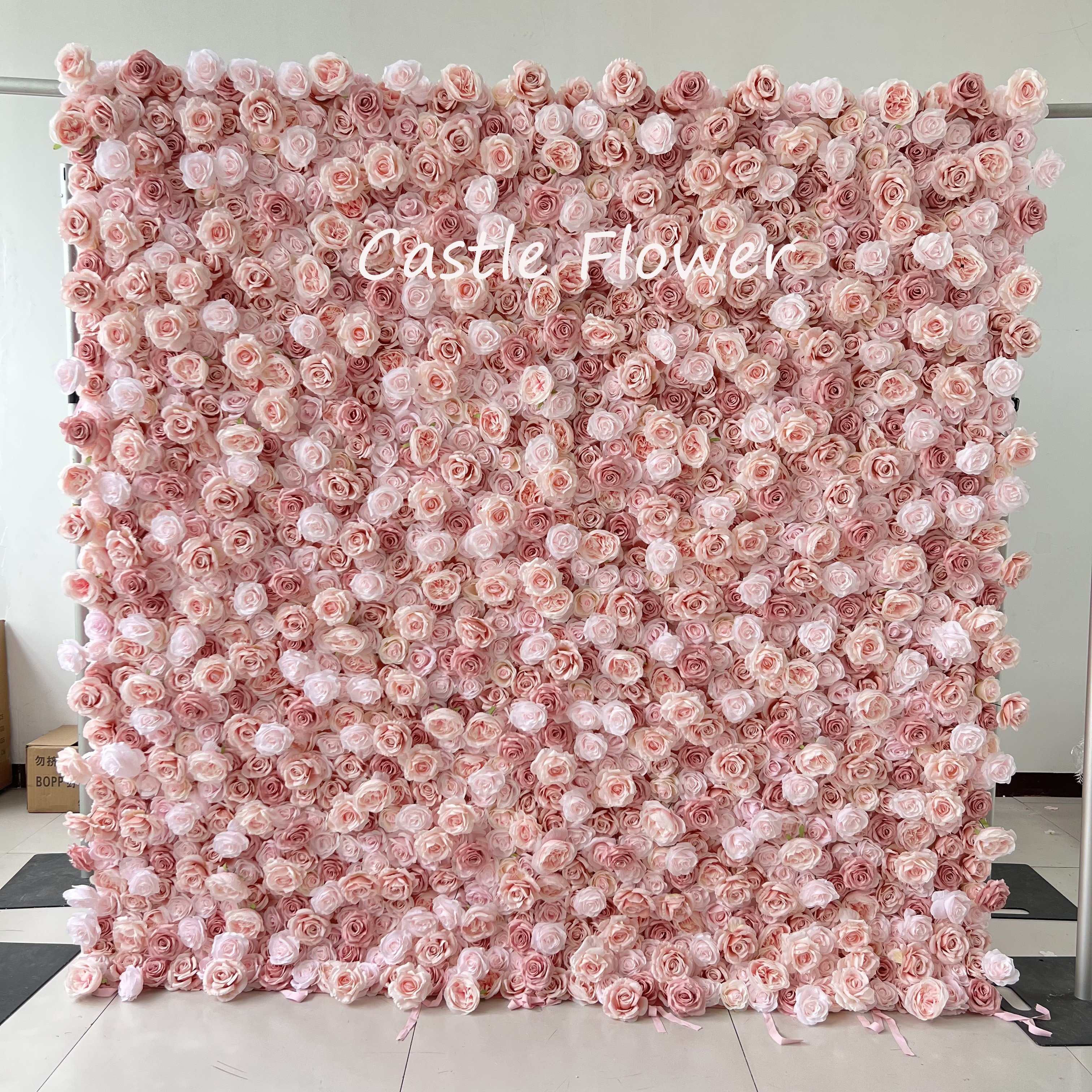O-W041 Customs 3D 5D Flower Wall Backdrop 8ftx8ft Events Wedding Decorative Artificial Flower Panel Roll Up Flower Wall Curatain