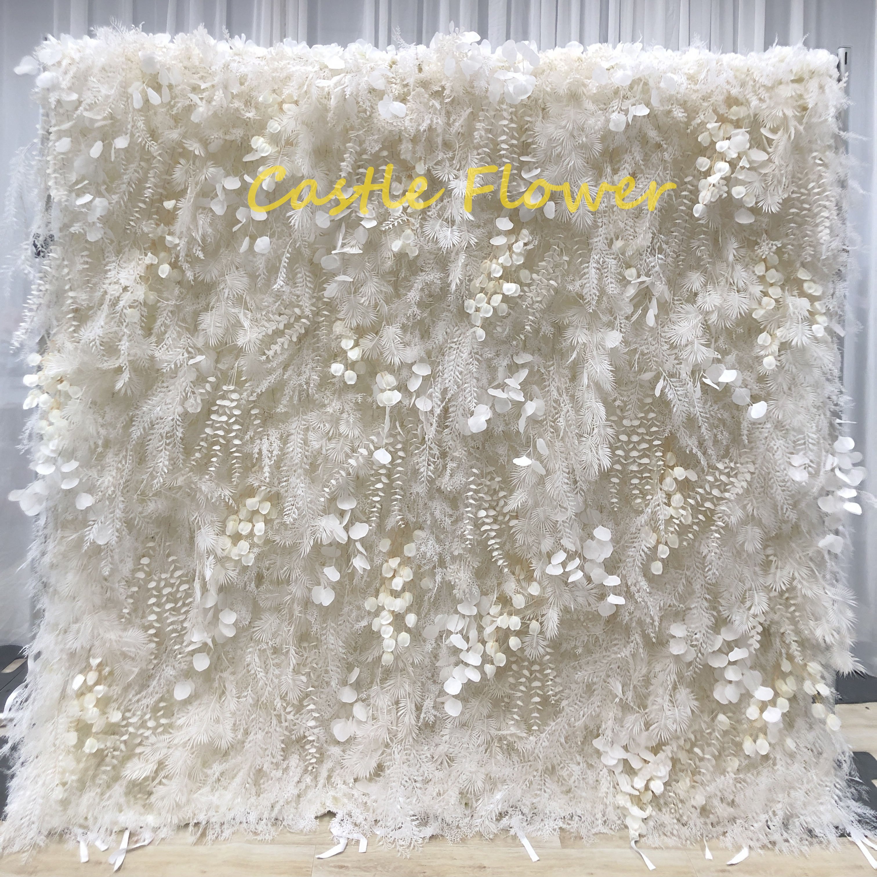 O-W041 Customs 3D 5D Flower Wall Backdrop 8ftx8ft Events Wedding Decorative Artificial Flower Panel Roll Up Flower Wall Curatain