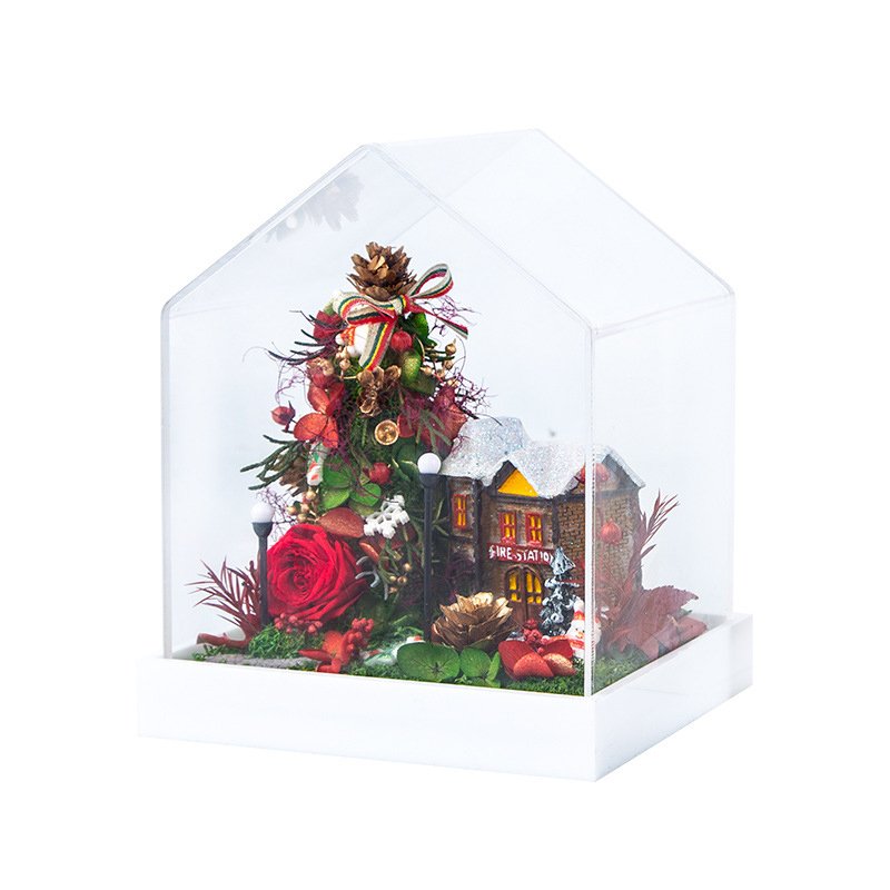 AYOYO ODM Wholesale Christmas Ornaments Handmade Immortal Flowers In Clear Box For Gifts&Crafts Acrylic Rose Box
