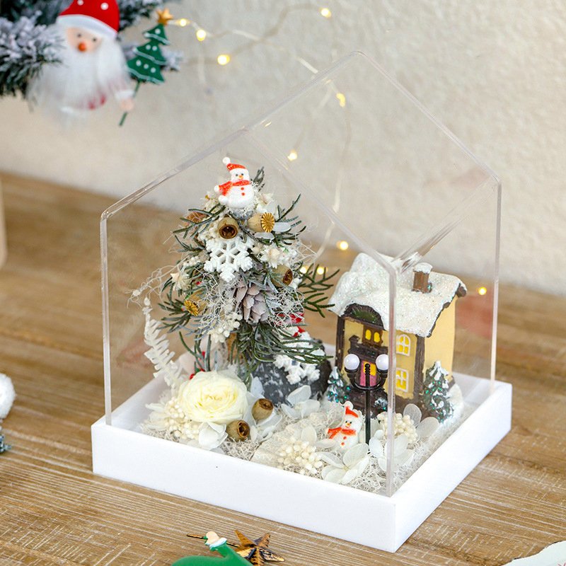 AYOYO ODM Wholesale Christmas Ornaments Handmade Immortal Flowers In Clear Box For Gifts&Crafts Acrylic Rose Box