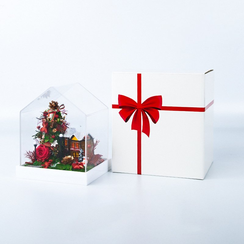 AYOYO ODM Wholesale Christmas Ornaments Handmade Immortal Flowers In Clear Box For Gifts&Crafts Acrylic Rose Box