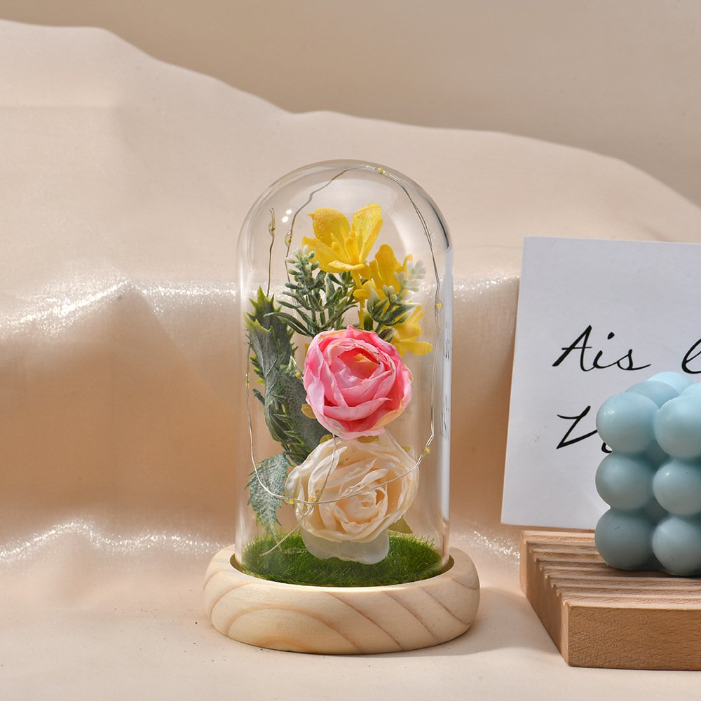 Real Everlasting Decorative Flower Gift Box Forever Eternal Preserved Roses In Glass Dome