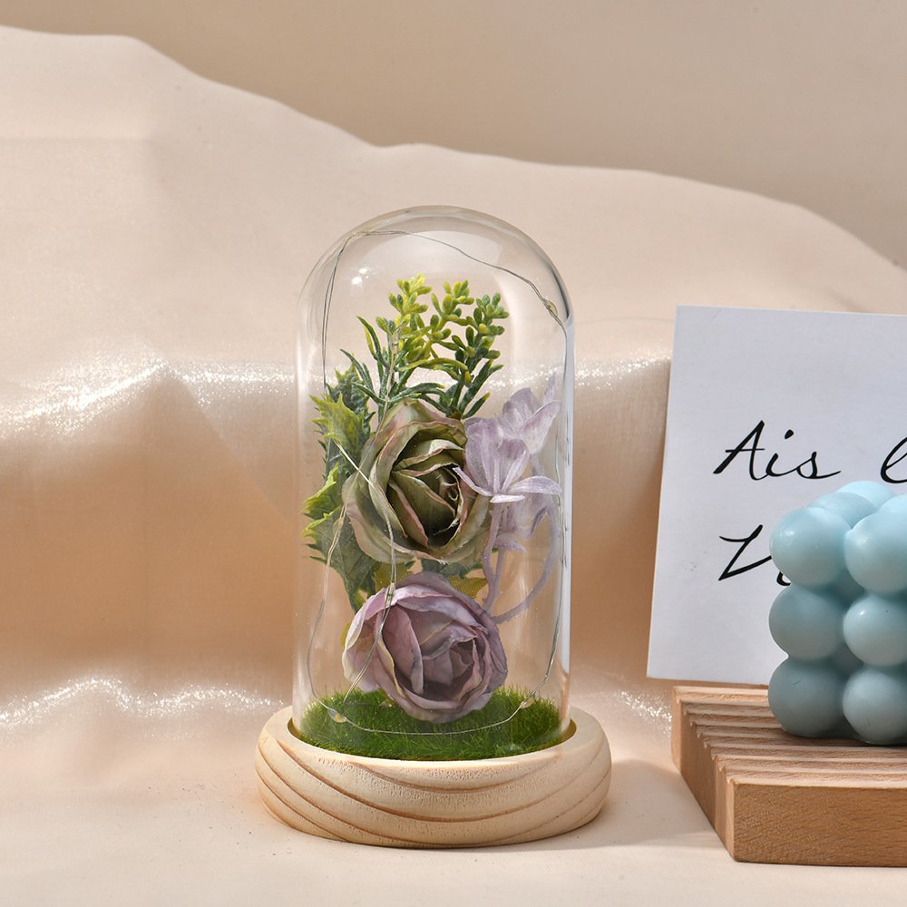 Real Everlasting Decorative Flower Gift Box Forever Eternal Preserved Roses In Glass Dome