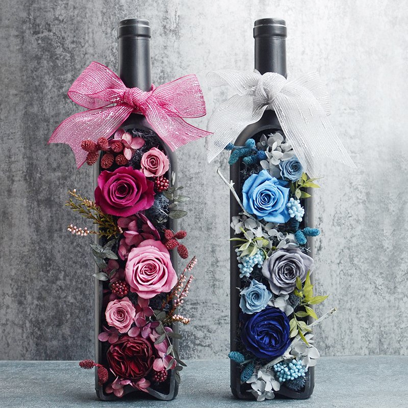 UO Wine Shape Real Rose Preserved Flower Eternal Flower In Bottle Wine Preserved Roses for Valentine's Day