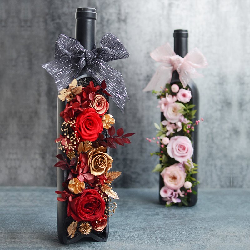 UO Wine Shape Real Rose Preserved Flower Eternal Flower In Bottle Wine Preserved Roses for Valentine's Day