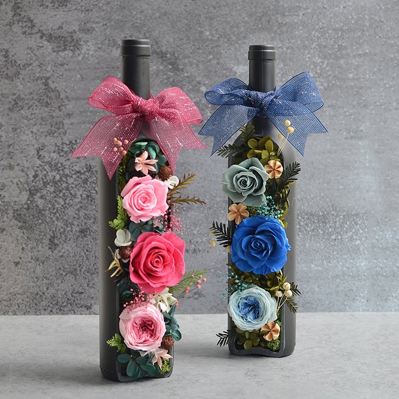 UO Wine Shape Real Rose Preserved Flower Eternal Flower In Bottle Wine Preserved Roses for Valentine's Day