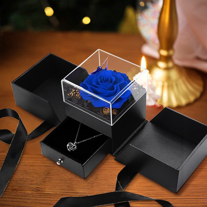 UO Customized Logo Immortal Infinity Eternal Real Eternal Red Roses Enchanted Flower Gift for Girlfriend