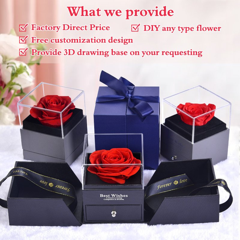 UO Customized Logo Immortal Infinity Eternal Real Eternal Red Roses Enchanted Flower Gift for Girlfriend