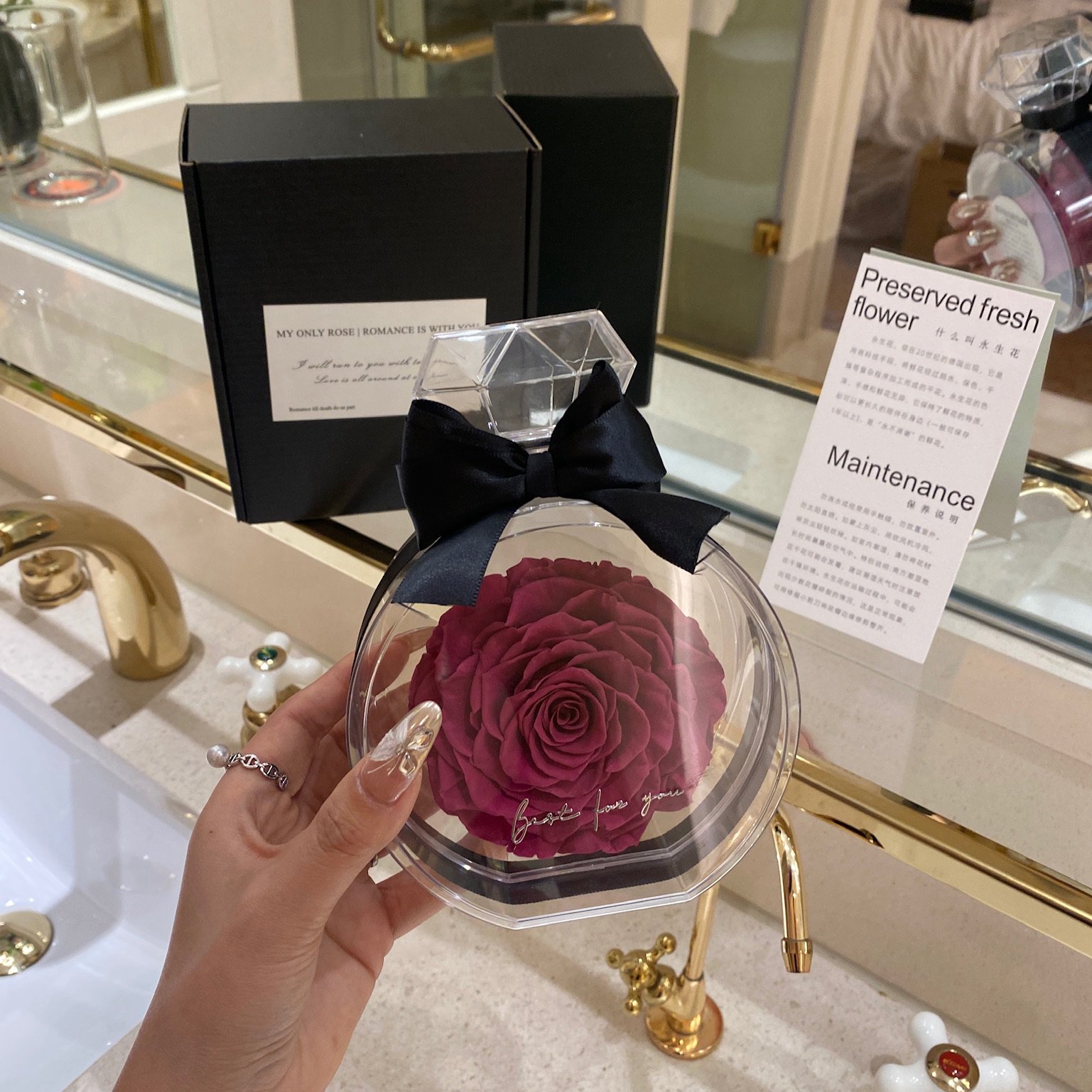 Creative 2024 idea Valentine's Day Birthday Gift Box Preserved Single Big Rose immortal Eternal Flower in Acrylic Box/Glass Dome