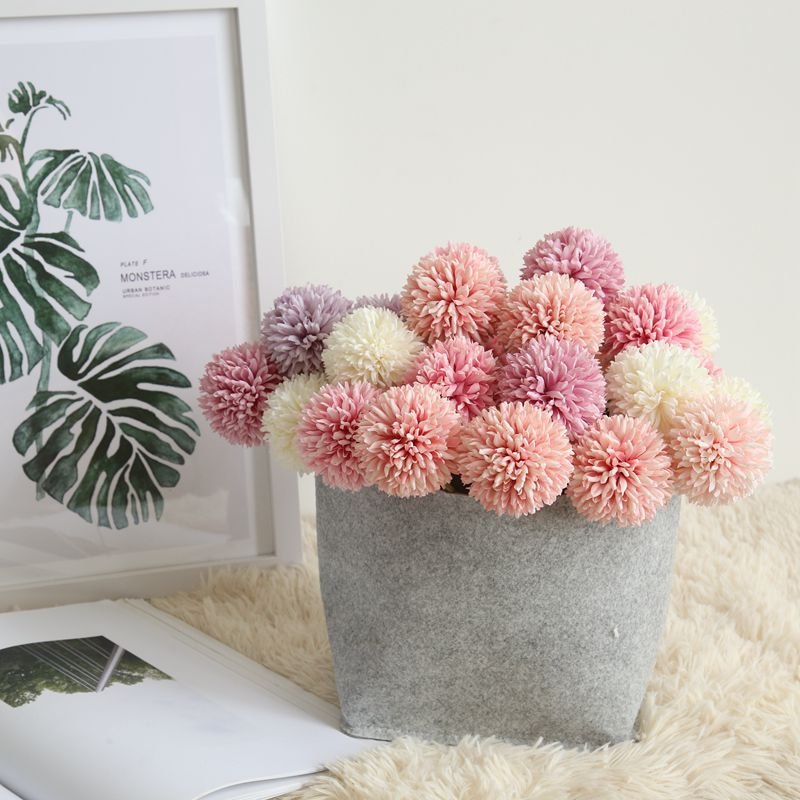 E-L078 Hot Sale Wedding Home Decoration Silk Dandelion Flower Bulk Colorful Single Head Artificial Chrysanthemum Flower