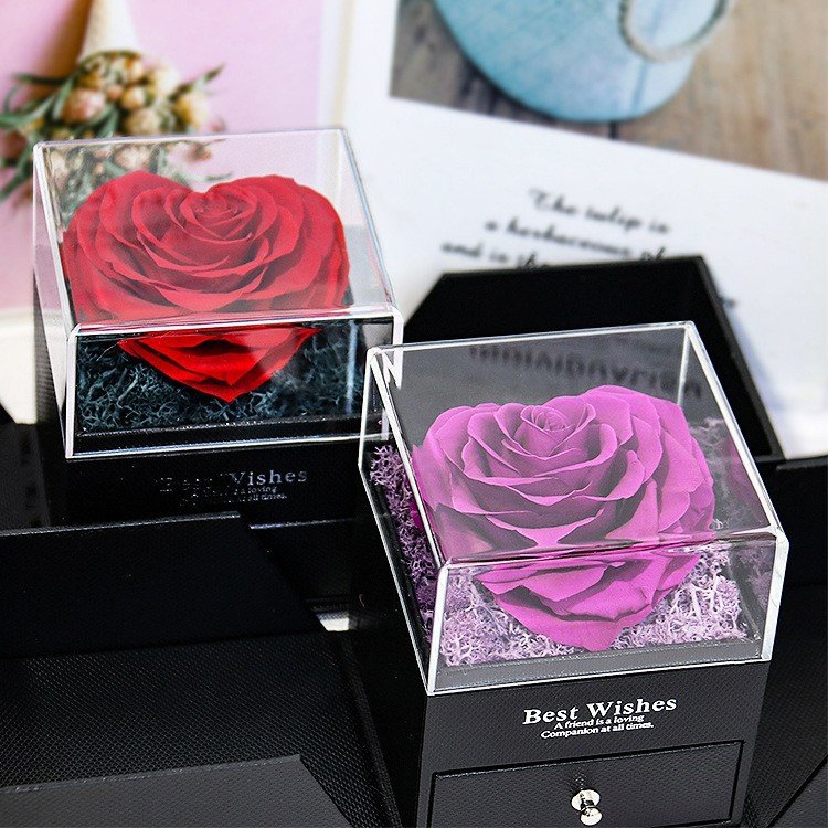 Valentines Day Gifts 2024 Preserved Flower Forever Eternal Rose Head acrylic flower box