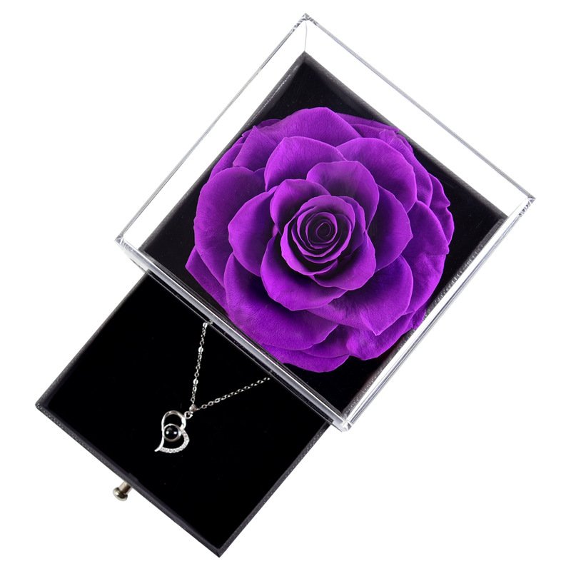 UO wholesale ama zon top seller decoration flowers valentines day eternal rose preserved rose flowers in acrylic gift box