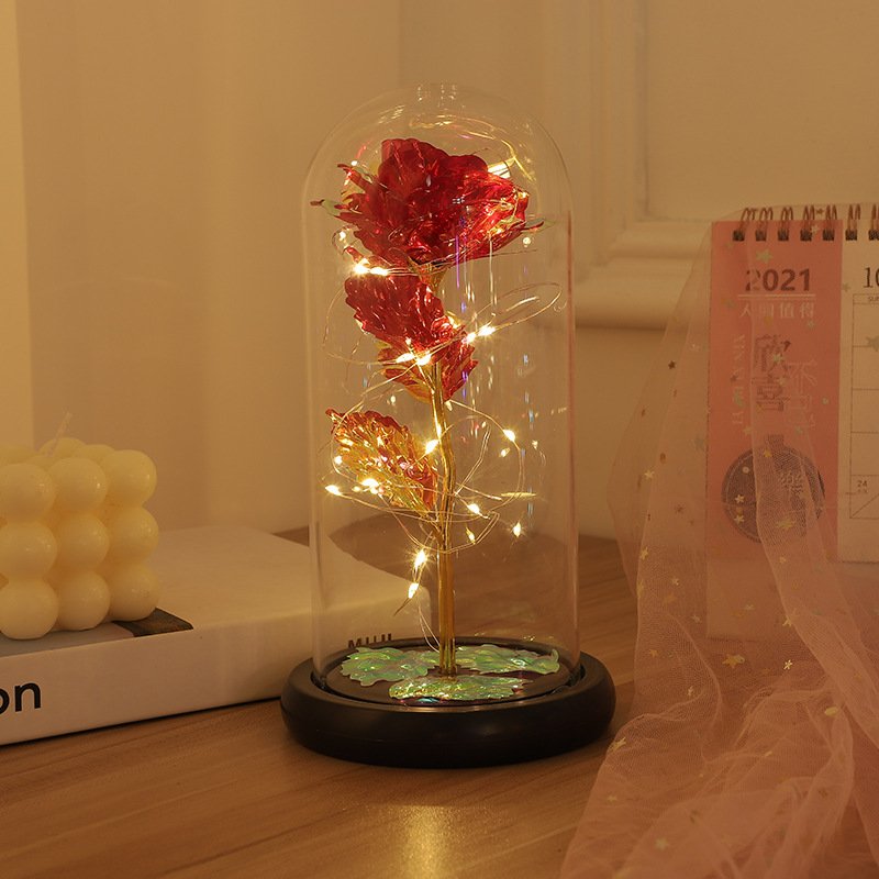 Most Popular Item Rose Flower Preserved Flower With LED And Gift Box For Valentine's Day