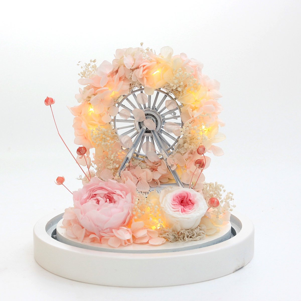 wholesale New Product Ideas 2024 Valentine Gift Preserved Roses With Ferris in Glass Dome For Birthday Gift