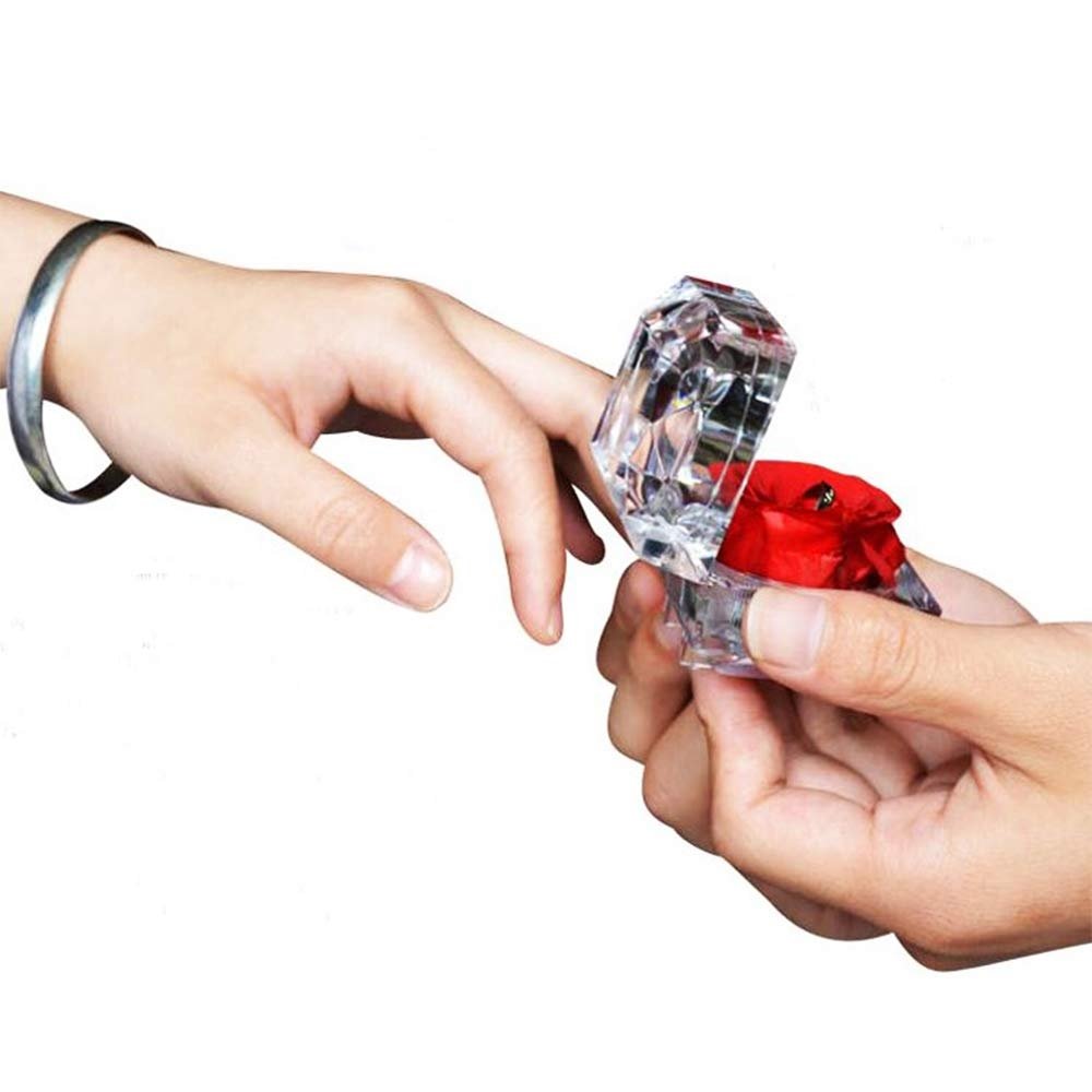 BLH Ring Box Preserved Rose Flower in Jewelry Acrylic Luxury Rose Box Proposal Ring Wedding Valentine's Day Gifts