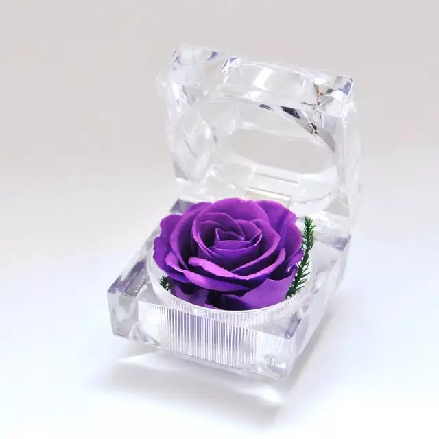 BLH Ring Box Preserved Rose Flower in Jewelry Acrylic Luxury Rose Box Proposal Ring Wedding Valentine's Day Gifts