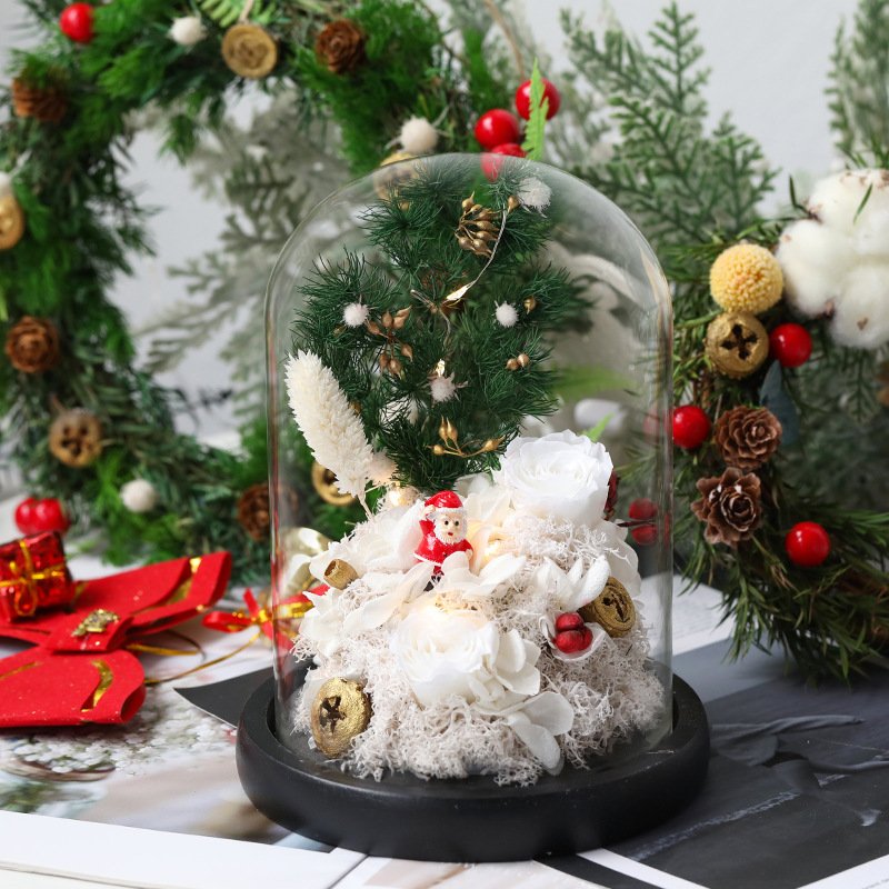 Factory Directly Supply 2024 New Released Eternal Rose Preserved Flower In Glass Dome for Christmas Gift