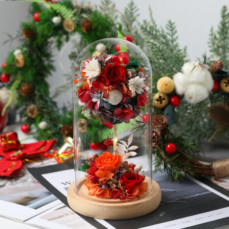 Factory Directly Supply 2024 New Released Eternal Rose Preserved Flower In Glass Dome for Christmas Gift