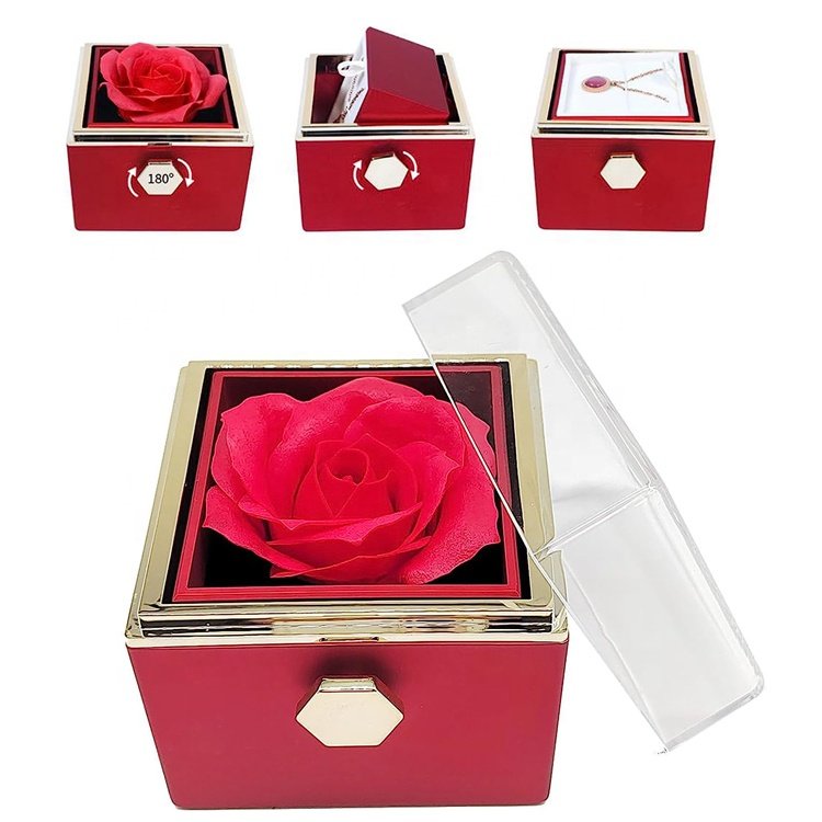 Trending products 2024 soap rose jewelry box acrylic rotating jewelry box for girlfriend