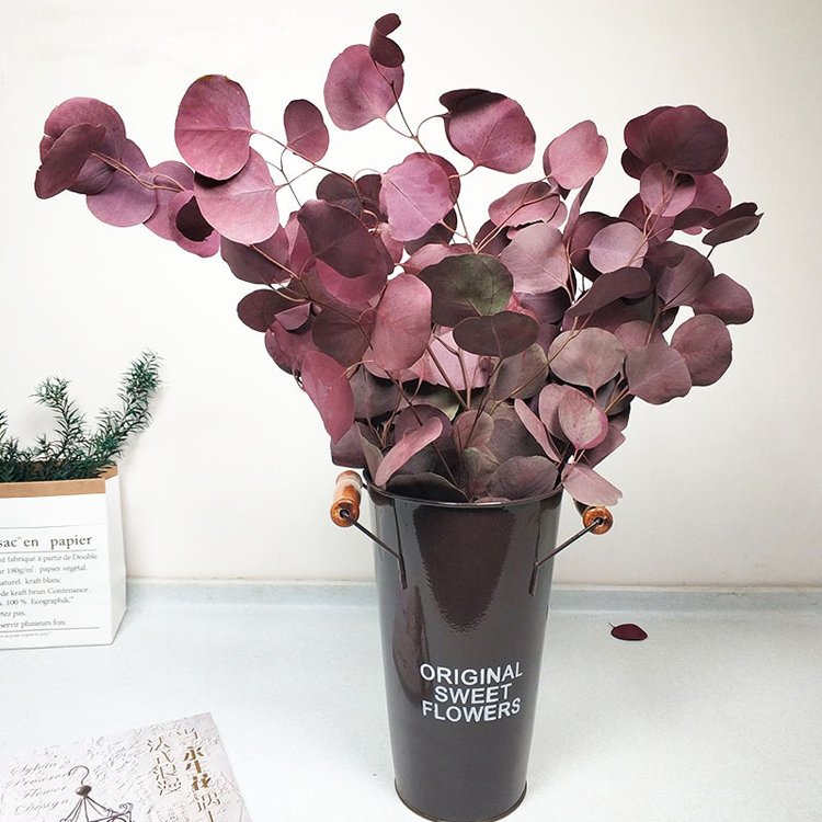 Sumflora Wholesale simulation green plant with fruit round leaves for wedding decoration preserved flower eucalyptus round leaf