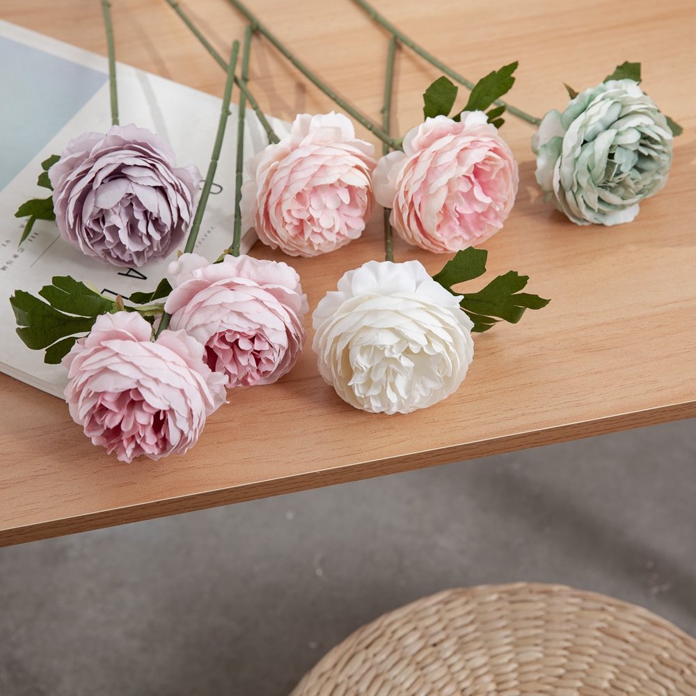 Best Selling High Quality Handmade Silk Tea Roses Wholesale Indoor Artificial Flowers for Christmas and Wedding Decoration