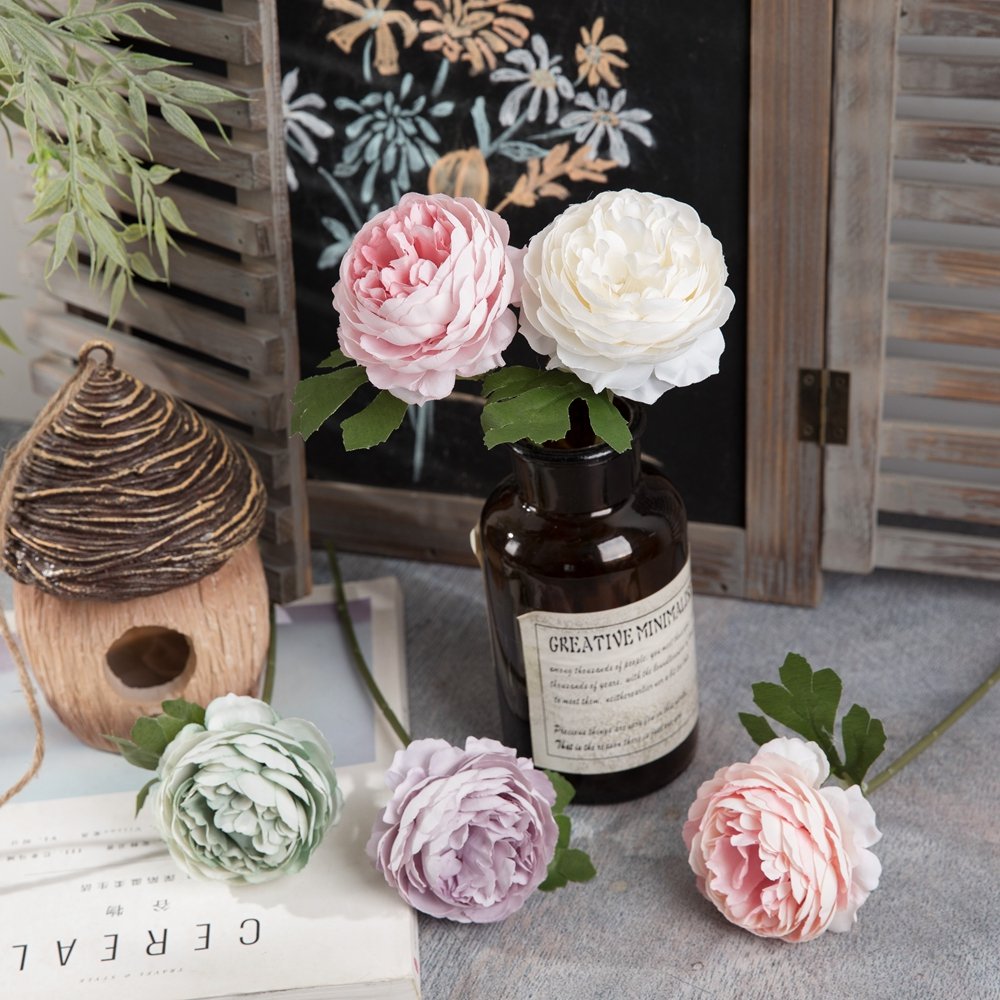 Best Selling High Quality Handmade Silk Tea Roses Wholesale Indoor Artificial Flowers for Christmas and Wedding Decoration