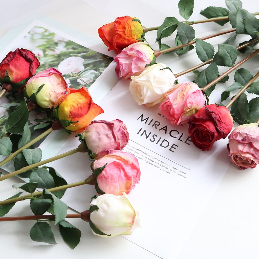 SuperZ Hot Selling High Quality Real Touch Preserved Flowers Rose Long Stem For Wedding