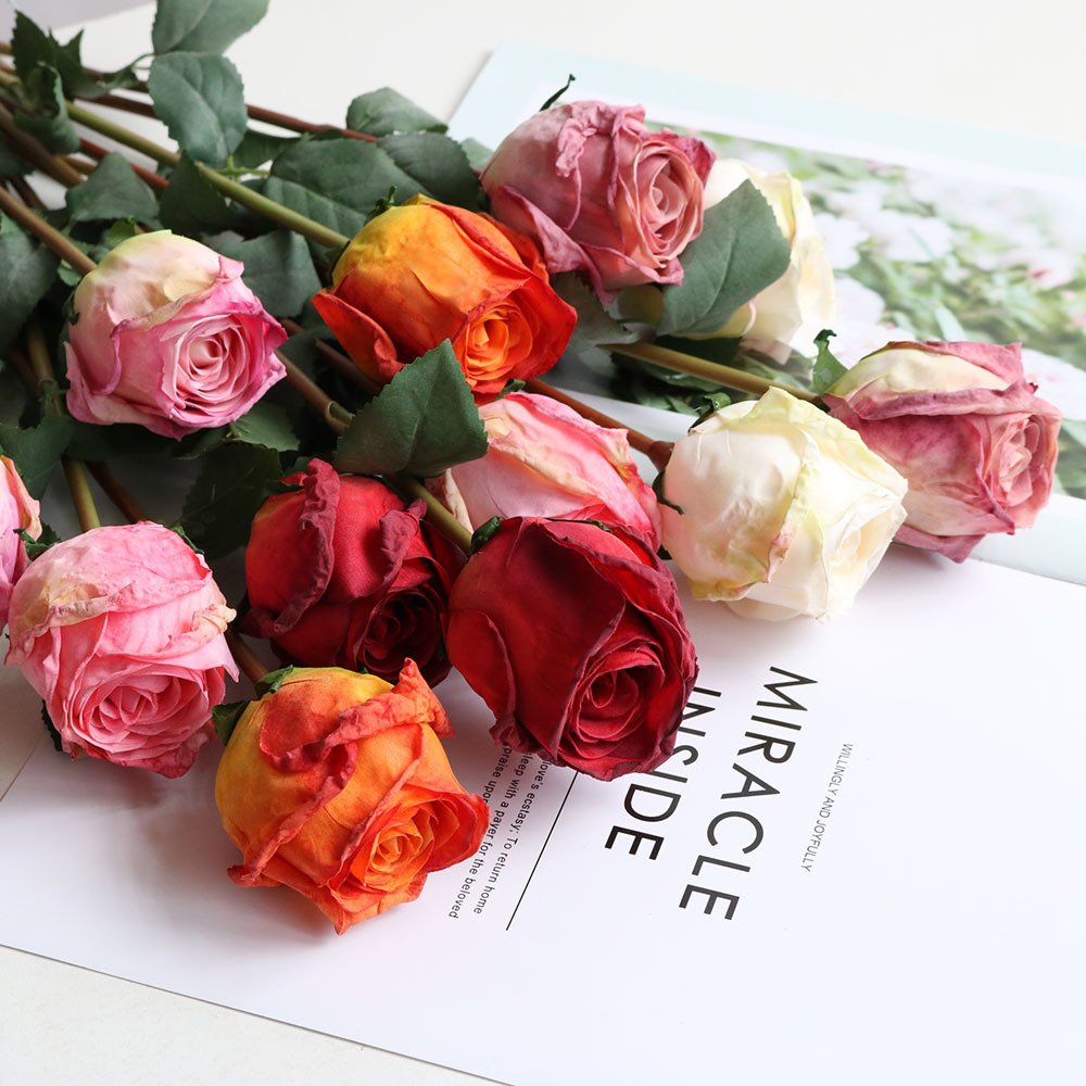 SuperZ Hot Selling High Quality Real Touch Preserved Flowers Rose Long Stem For Wedding