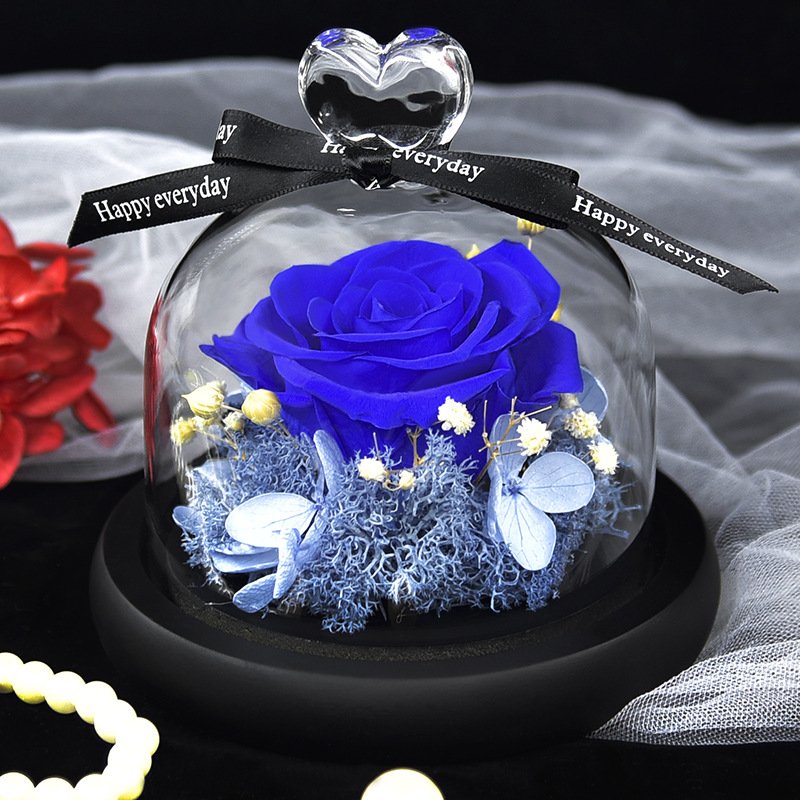 High Quality Natural Eternal Flowers Forever Preserved Rose In Glass Dome With Led Valentine Christmas Mothers Day Gifts For Her