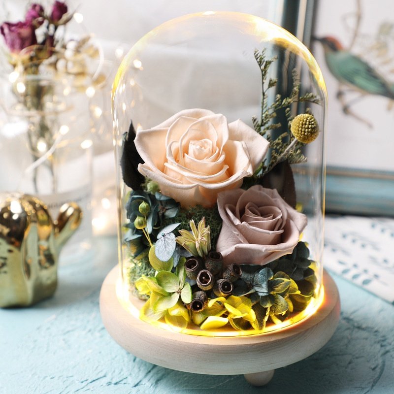INUNION Wholesale Forever Eternal Rose Gifts Preserved Flower in Glass Dome for Women Her Girls Mother's Day Valentine's Day