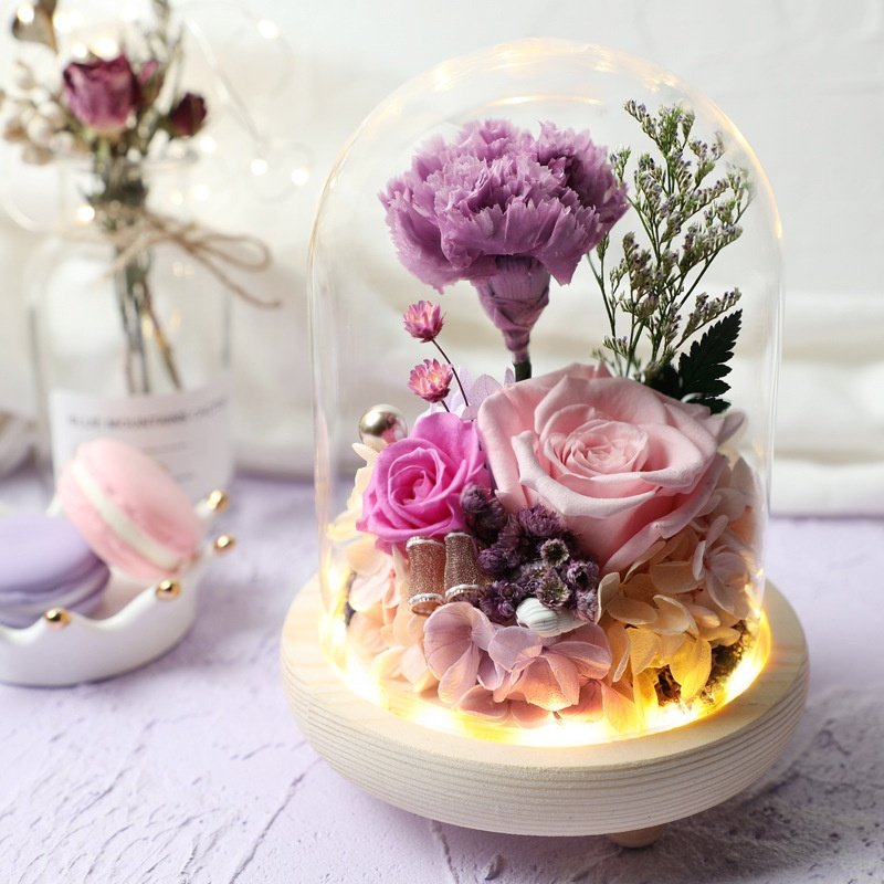 INUNION Wholesale Forever Eternal Rose Gifts Preserved Flower in Glass Dome for Women Her Girls Mother's Day Valentine's Day