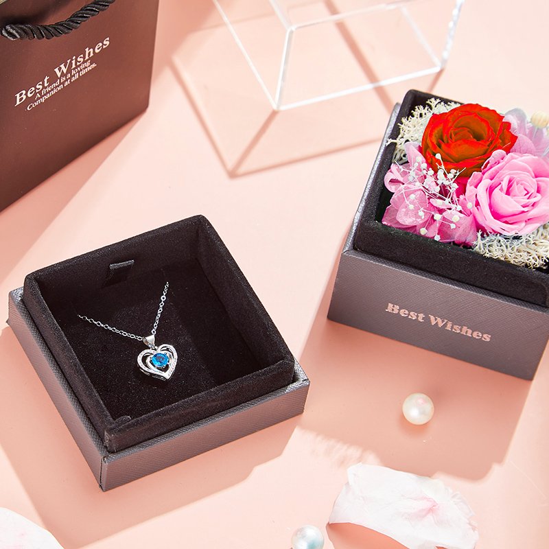 UO Most Popular Preserved Rose Acrylic Jewelry Box With Necklace Holder Immortal Flowers Valentine's Day Gift