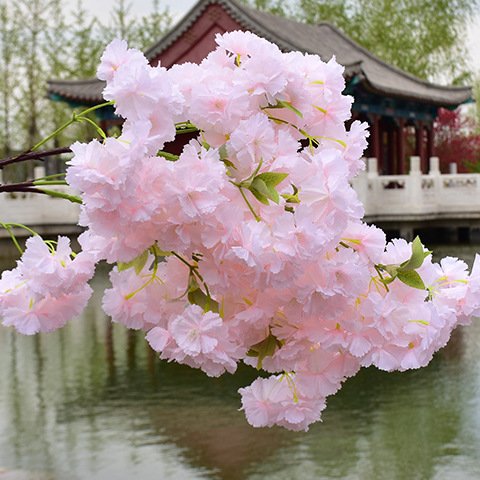 AF0404-5 Wedding Table Centerpieces Pink Artificial Promotional Short 3 Branches Small Peach Cherry Blossom Flowers