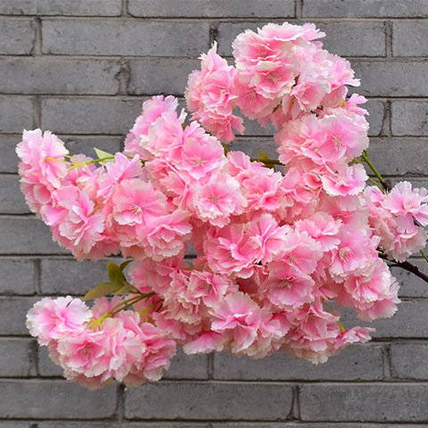 AF0404-5 Wedding Table Centerpieces Pink Artificial Promotional Short 3 Branches Small Peach Cherry Blossom Flowers