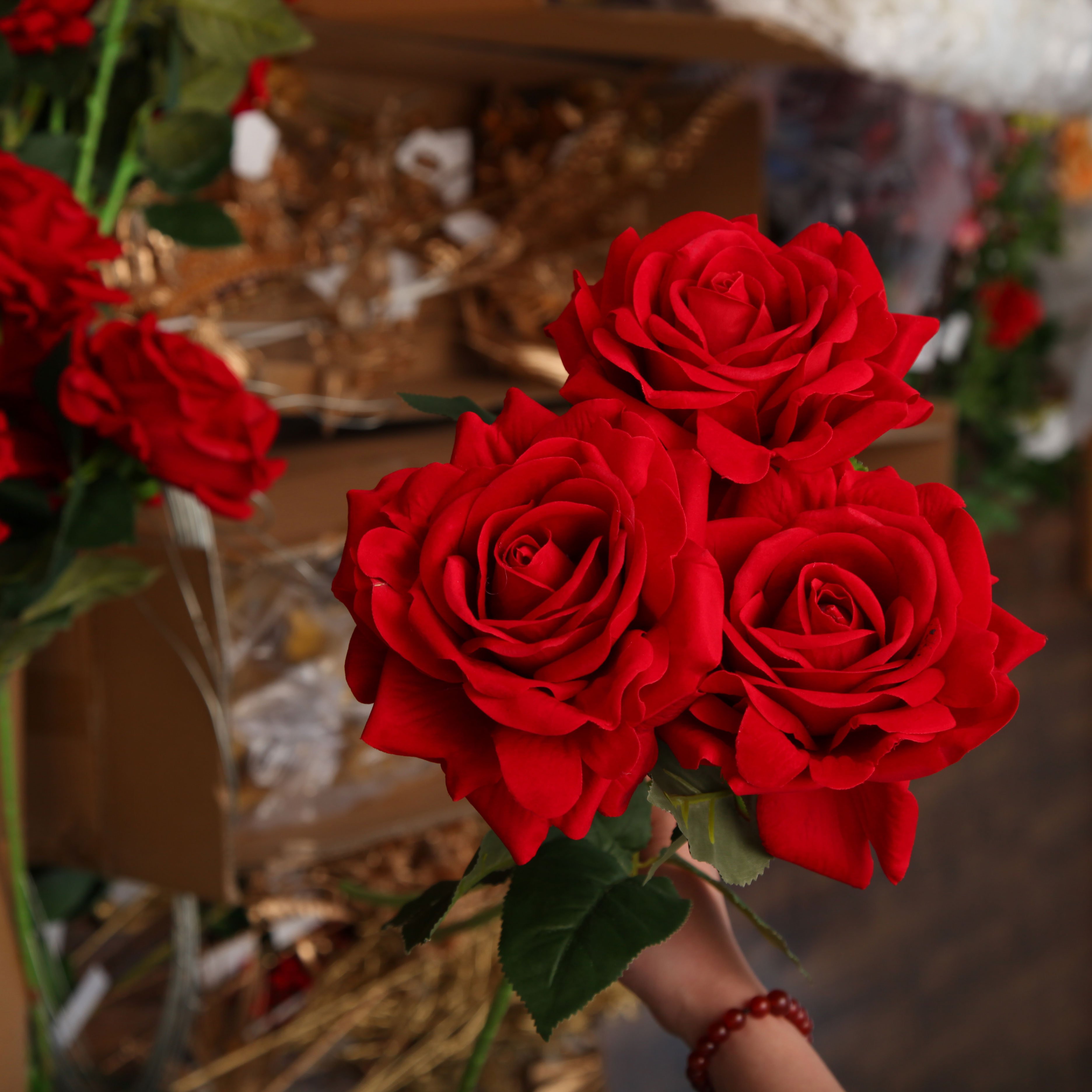 TCF Decorative Real Touch Rose Flowers Artificial Silk Rose Flower Artificial Flowers For Home Wedding Decor