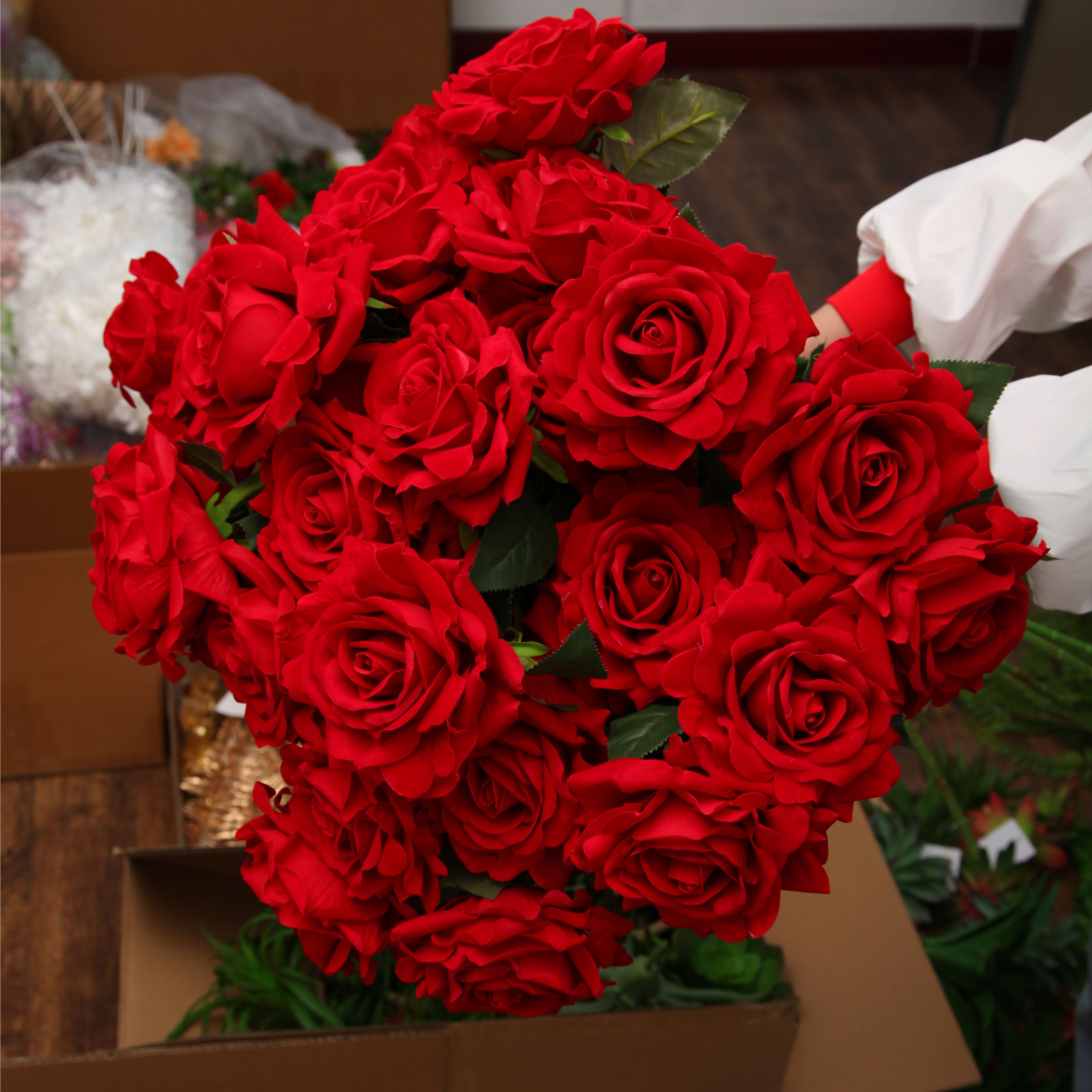 TCF Decorative Real Touch Rose Flowers Artificial Silk Rose Flower Artificial Flowers For Home Wedding Decor