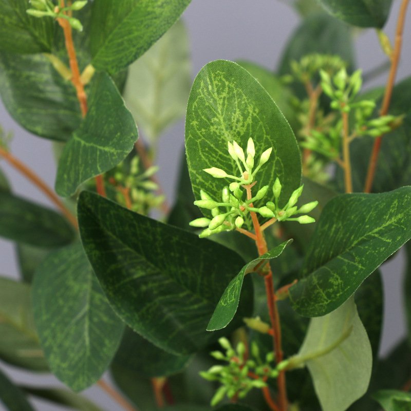 O-X763 Long Stem Eucalyptus Leaves High Quality 3 Forks Artificial Eucalyptus Wholesale for Wedding Home Decorations