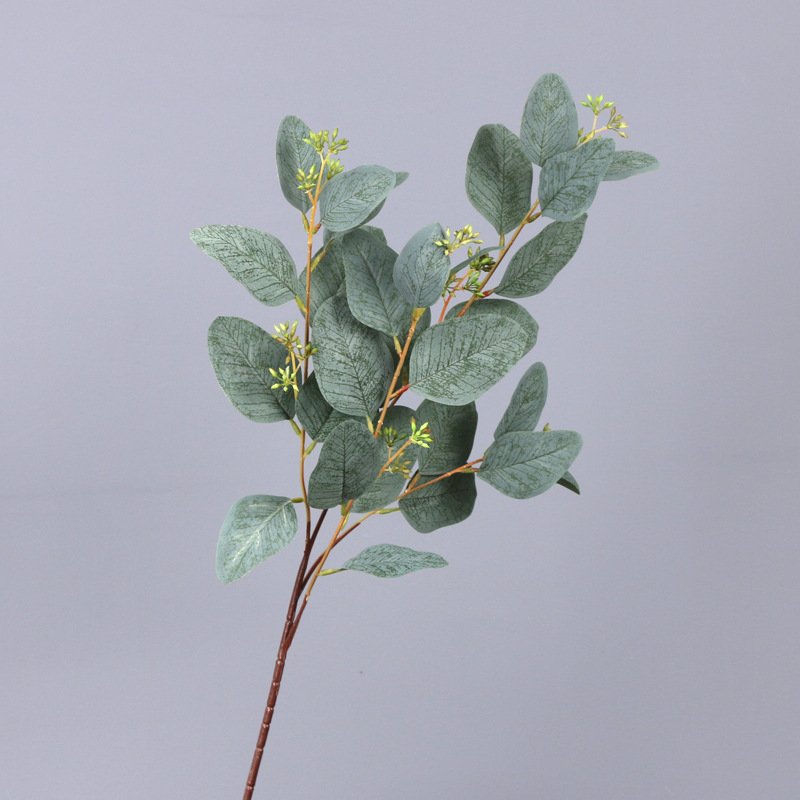 O-X763 Long Stem Eucalyptus Leaves High Quality 3 Forks Artificial Eucalyptus Wholesale for Wedding Home Decorations