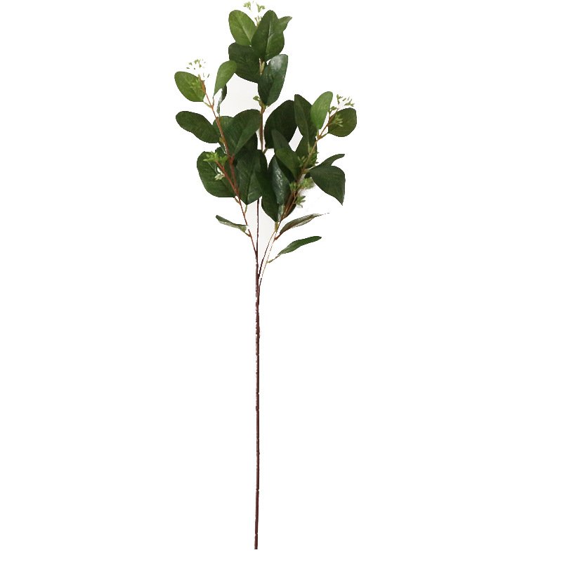 O-X763 Long Stem Eucalyptus Leaves High Quality 3 Forks Artificial Eucalyptus Wholesale for Wedding Home Decorations