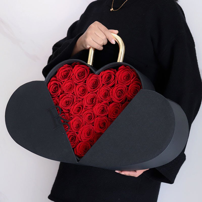 Forever Flower Preserved Roses Eternal Real Heart-Shape Box for Valentine's Day and Mother's Day Gift