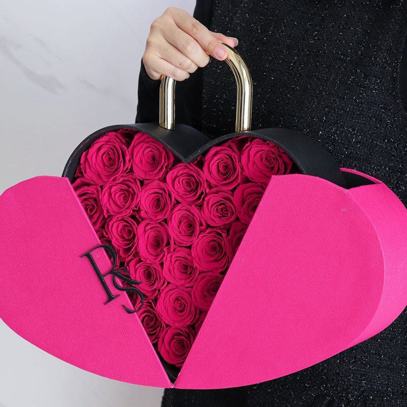 Forever Flower Preserved Roses Eternal Real Heart-Shape Box for Valentine's Day and Mother's Day Gift