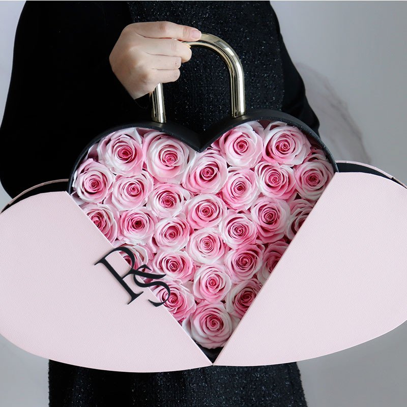 Forever Flower Preserved Roses Eternal Real Heart-Shape Box for Valentine's Day and Mother's Day Gift